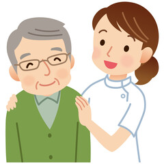 高齢者に寄り添う看護師　医療　介護