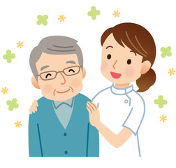 Fototapeta premium 高齢者に寄り添う看護師 医療 介護