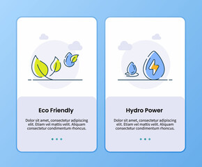eco friendly and hydro power onboarding template for mobile ui app design modern flat style