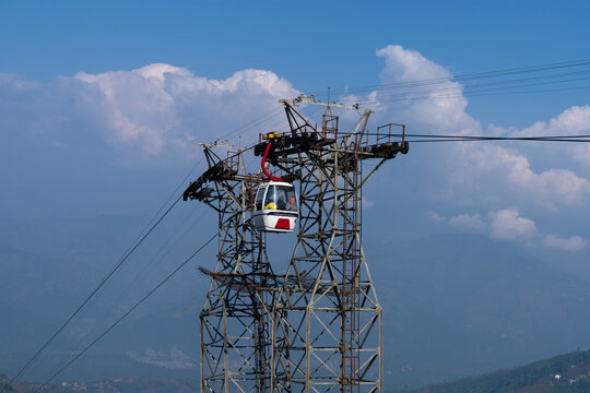 Ropeway cable car or Gondola ride over Darjeeling city . North east India tourism