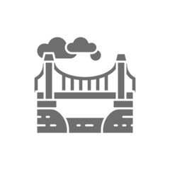 City bridge landscape grey icon. Isolated on white background