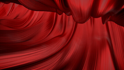 Red liquid curve shape 3D rendering illustration