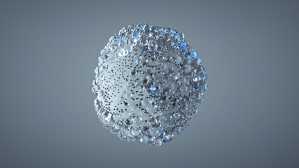 White molecule sphere is floating 3D rendering illustration