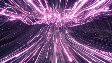 Glowing dynamic flow. 3D rendering
