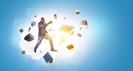 World of books concept . Mixed media