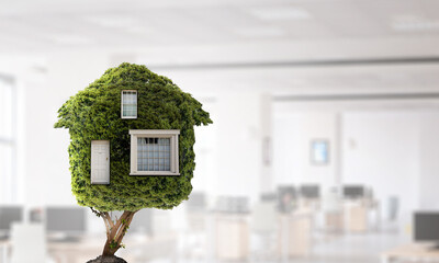 Image of green house . Mixed media