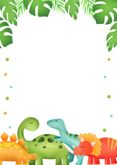 Dinosaurs Invitation Template, Dinosaur Frame, JPEG file © Atieh