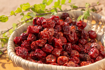 Sun dried Ziziphus jujuba, commonly called jujube, also known as Chinese date, Chinese apple, Indian jujube, Musawu or Maçanica. They are sweet fruits, quite nutritious and rich in vitamin C