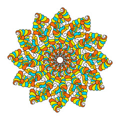 Mandala. Multicolored sacred ritual symbol. Hand drawn pattern. Vector illustration