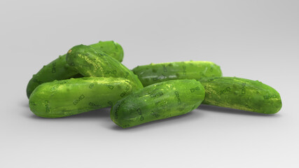 gmo food. illustration of cucumbers with gmo sign