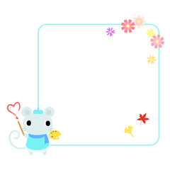 秋のネズミアイコン　フレーム＋装飾付