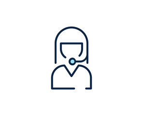 Online support flat icon. Thin line signs for design logo, visit card, etc. Single high-quality outline symbol for web design or mobile app. Marketing outline pictogram.
