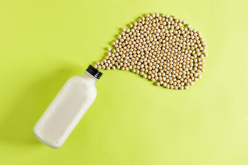 soy milk on green background