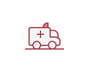 Ambulance flat icon. Thin line signs for design logo, visit card, etc. Single high-quality outline symbol for web design or mobile app. Medical outline pictogram.