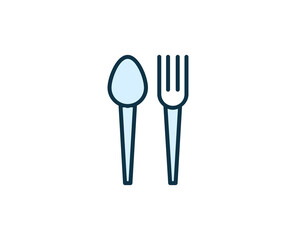 Fork and spoon line icon. High quality outline symbol for web design or mobile app. Thin line sign for design logo. Color outline pictogram on white background