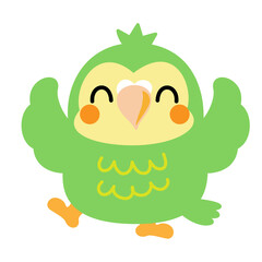 フクロウオウム　カカポ　オウム　鳥　ニュージーランド　イラスト素材