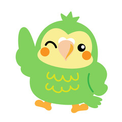 フクロウオウム　カカポ　オウム　鳥　ニュージーランド　イラスト素材