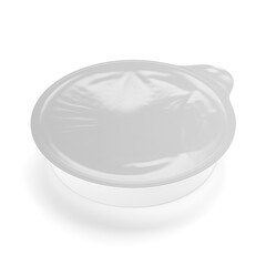 Round sauce dip pot isolated on white. 3D rendering.