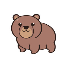 Animal character. A brown bear standing on white background. Vector flat character.