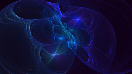 3D rendering abstract blue fractal light background