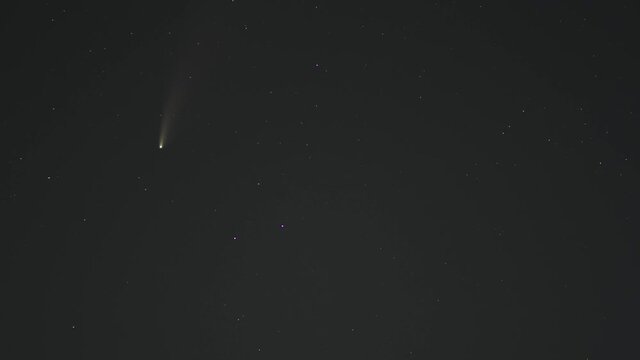 night sky with comet stars and meteors. Neowise C2020 F3 NEOWISE