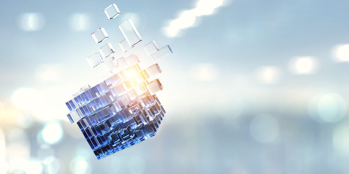 Glowing cubes. Innovation and creativity concept