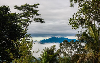 Fototapeta na wymiar Mountain landscape landscape with clouds in the sky in Sri Lanka