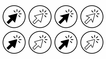 cursor click icon set, cursor click vector set illustrations