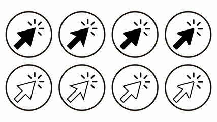 cursor click icon set, cursor click vector set illustrations