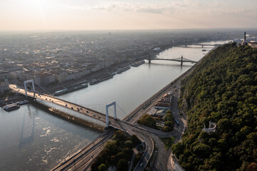 Fototapeta premium Aerial view from Elisabeth bridge - Budapest