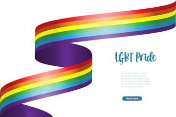 LGBT rainbow flag sexual identity in gradient ribbon shape. Gay, lesbian, homosexual pride culture and transgender community symbol.