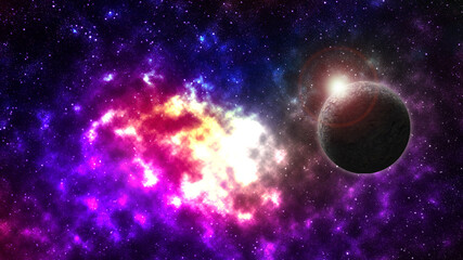 Naklejka na ściany i meble 3d rendering. Supernova. Supernova flash. Evolution of stars.