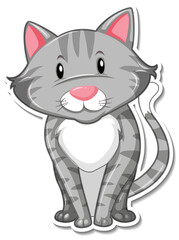 Fototapeta na wymiar A sticker template of cat cartoon character