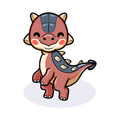 Cute little ankylosaurus dinosaur cartoon standing