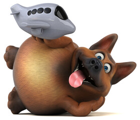 Naklejka premium Fun german shepherd dog - 3D Illustration