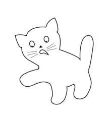 Contour image of a cat with a raised paw