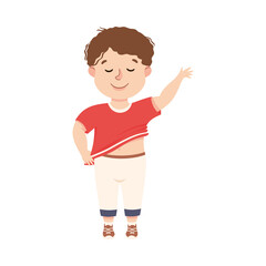 Little Boy Getting Dressed Engaged in Daily Activity and Everyday Routine Vector Illustration