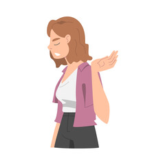Irritated Woman Character Showing Hand Gesture Vector Illustration