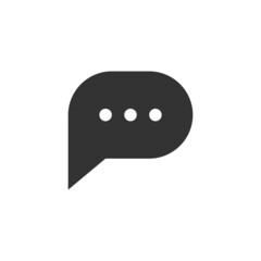 Speech bubble and dialog balloon filled style vector icon. Isolated chat sign on white background