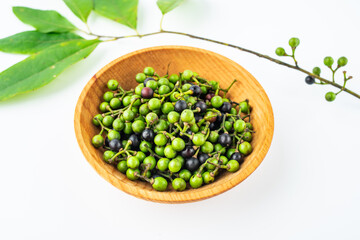 Spice Litsea cubeba on white background