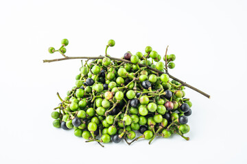 Spice Litsea cubeba on white background