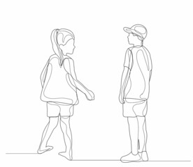 vector, isolated, children line drawing, sketch