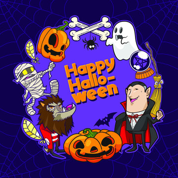 Happy Halloween vector illustration background