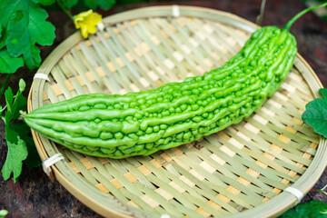 Obraz premium Freshly picked organic bitter gourd