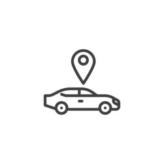 Car map pointer line icon