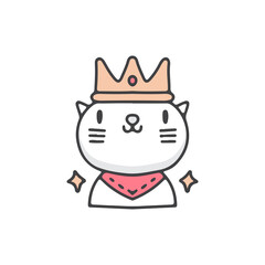 Cute cat with crown. illustration for t shirt, poster, logo, sticker, or apparel merchandise.