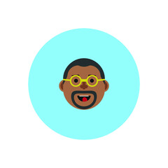 black man face avatar on blue background
