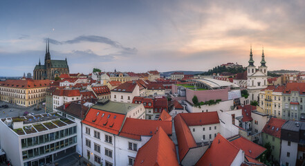 Beautiful Panorama of Brno City historical center in Czech Republic