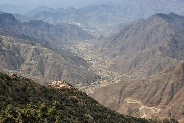 The canyon of Asir region, the view from the viewpoint, Saudi Arabia