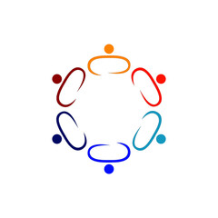 Colorful People Together Sign, Symbol, Logo isolated on White VECTOR